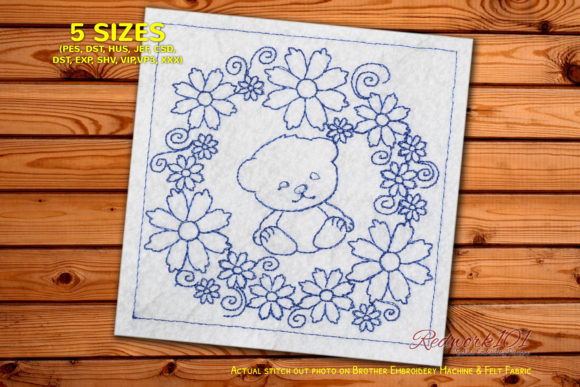 Cute Baby Bear in Floral Circle Embroidery Review